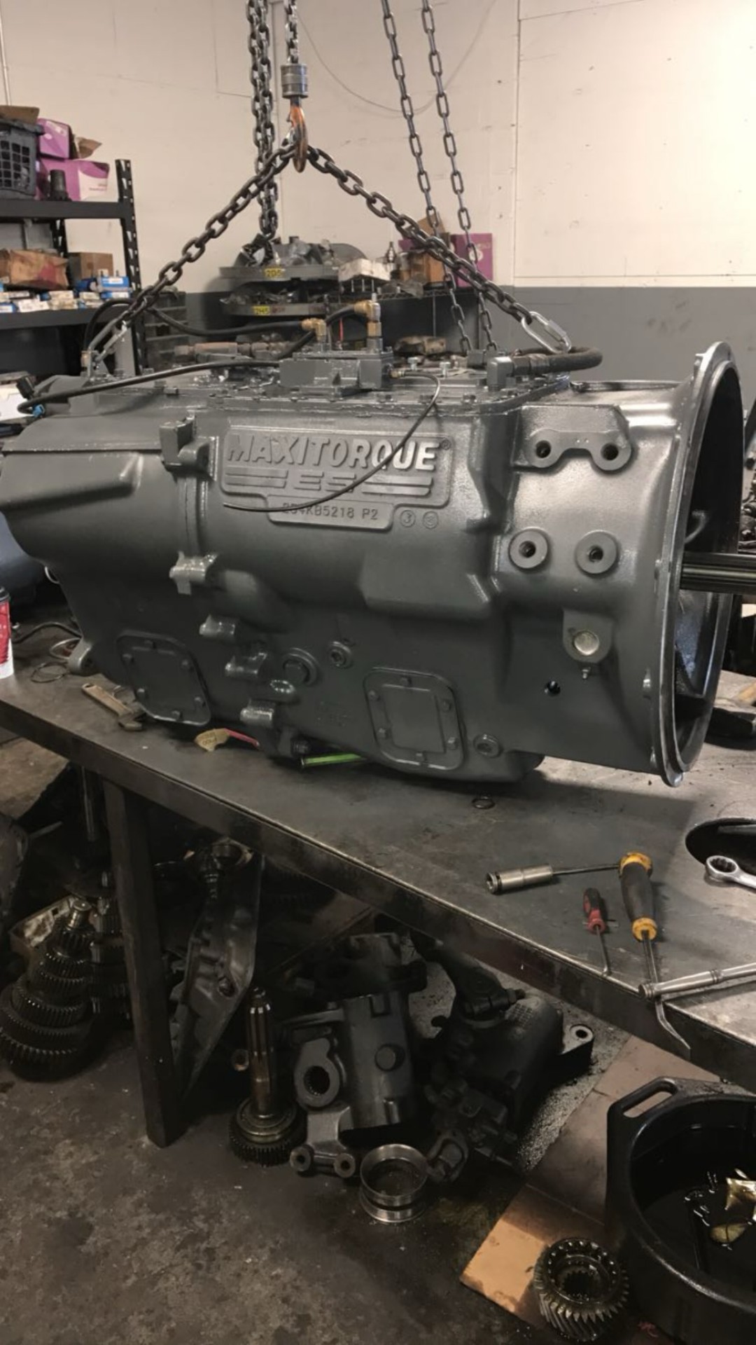 Maxitorque transmission rebuild in progress at STR shop